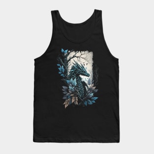 A Winter Dragon in Icey Leafy Frame Tank Top